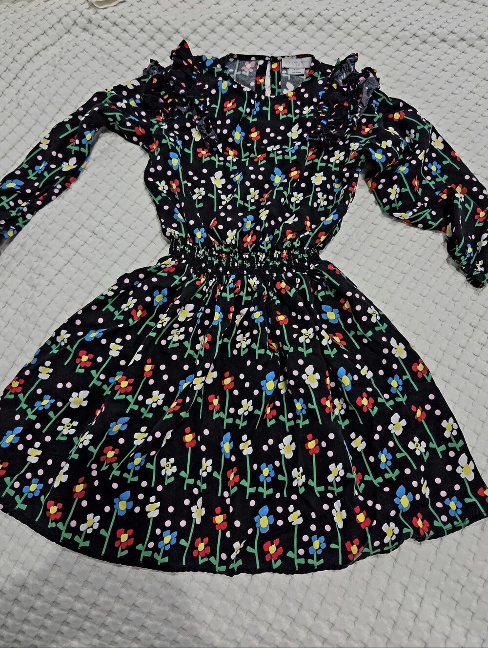 Stella McCartney Girls's Black Ruffle Floral Dress Sz 8